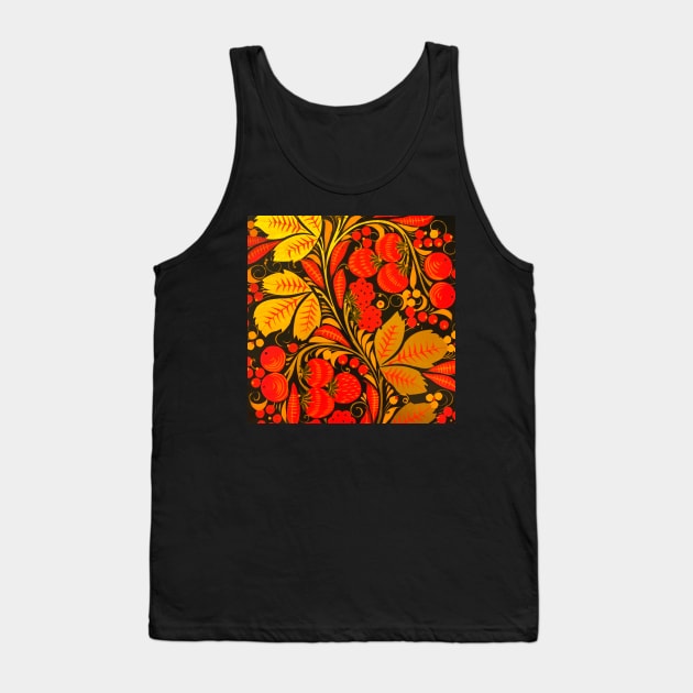 Russian Traditional Khokhloma Folk Art Design Tank Top by EdenLiving